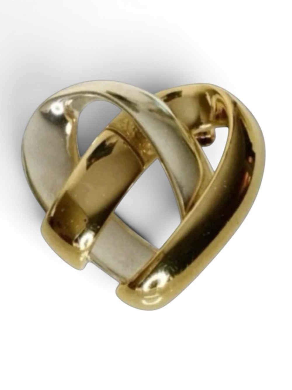 Vintage Two‑Tone Interlocking Heart Brooch – Classic Mid‑Century Style - Picture 7 of 10